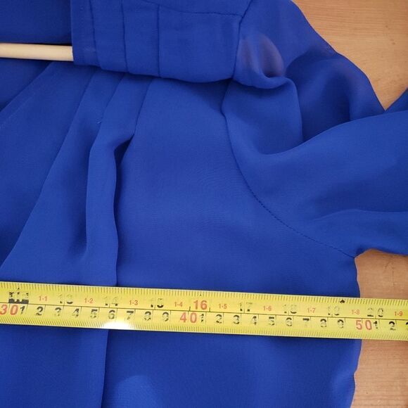 Yest Medium Long Sleeve Sheer Blue Top Blouse Jacket - Picture 8 of 10